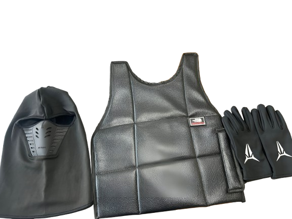 3 in 1 Premium Winter Combo of Leather Chest Guard,Namaste Gloves and Balaclava Mask