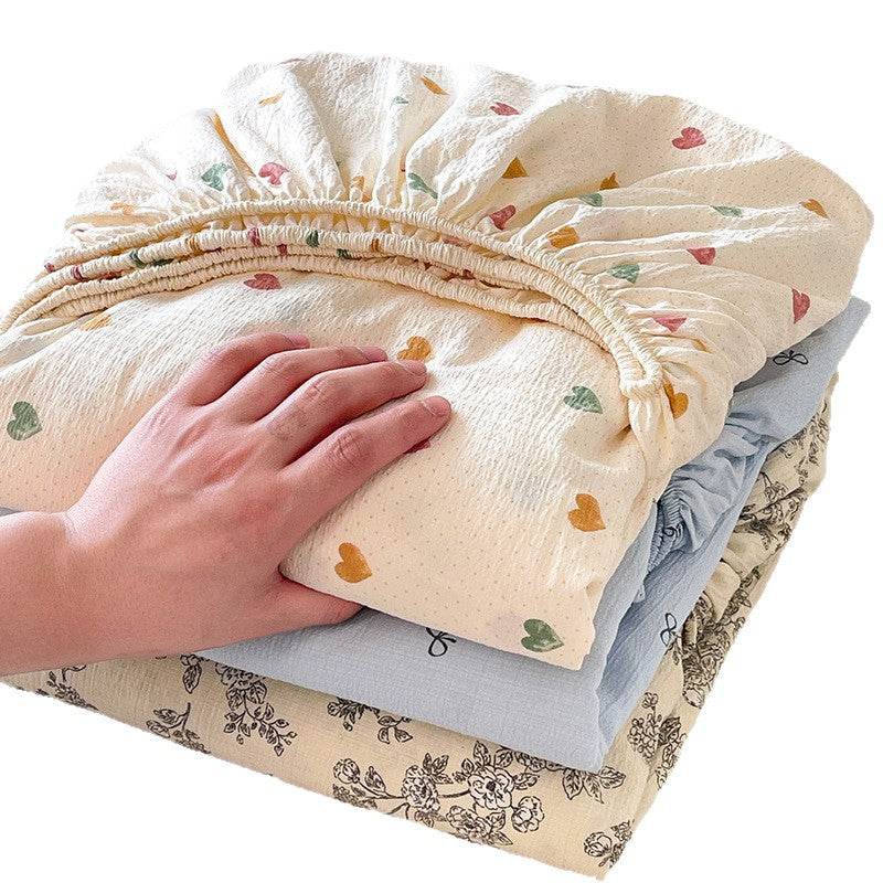 Cream Floral Cotton Sheet Set – 3pc Soft Washable